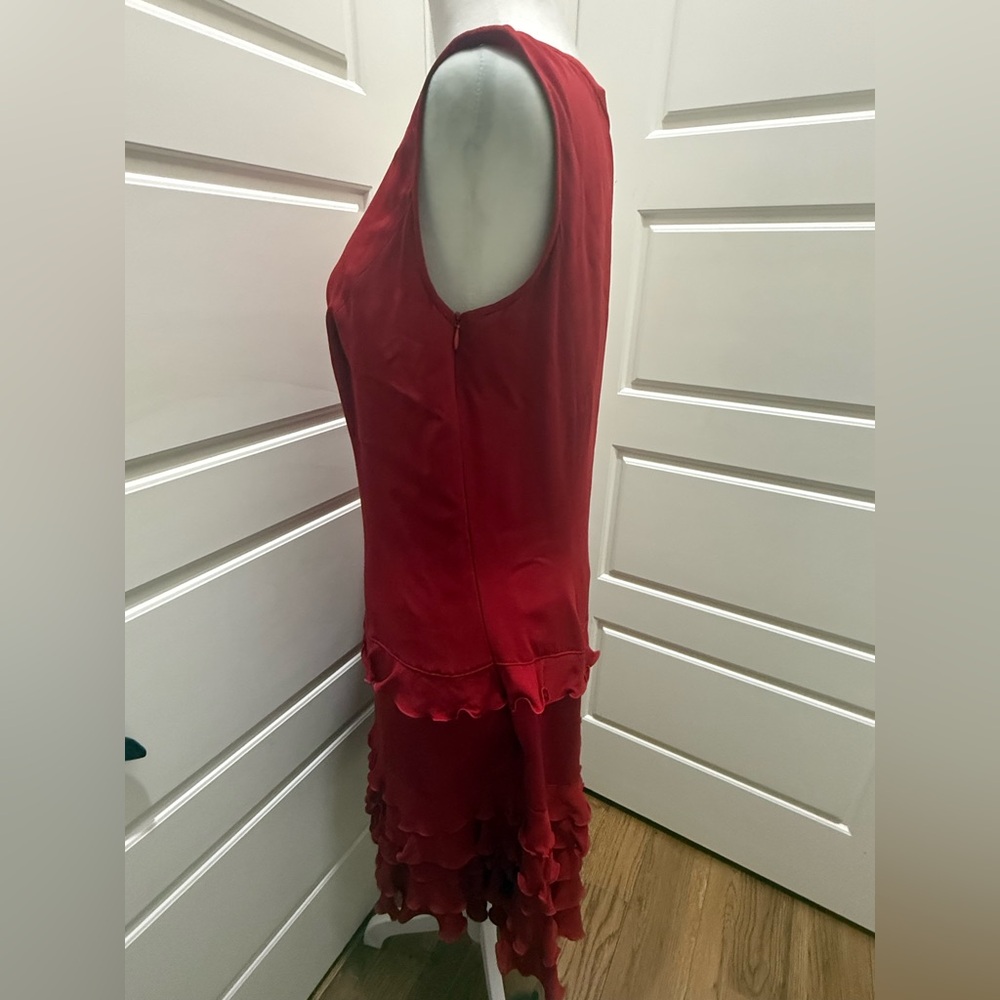 Escada. Silk Ruffle Party Dress. Size Large. - Picture 5 of 9
